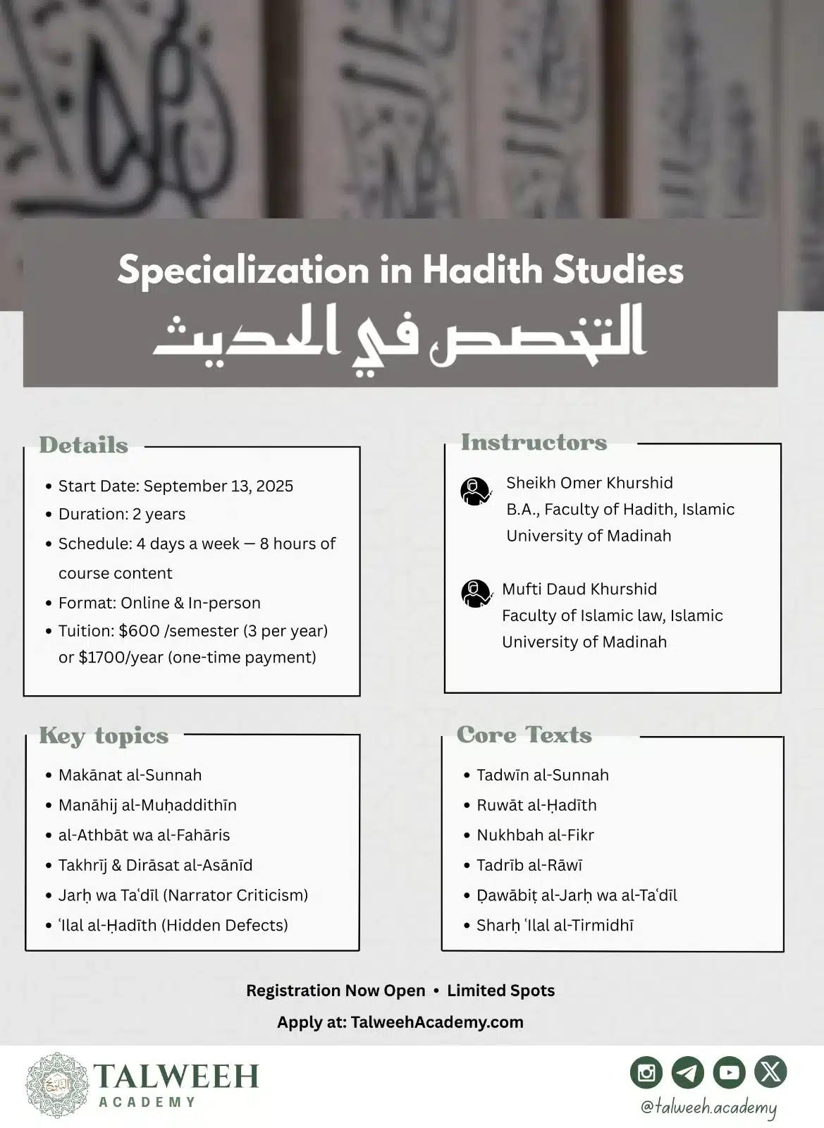 Ḥadīth Specialization