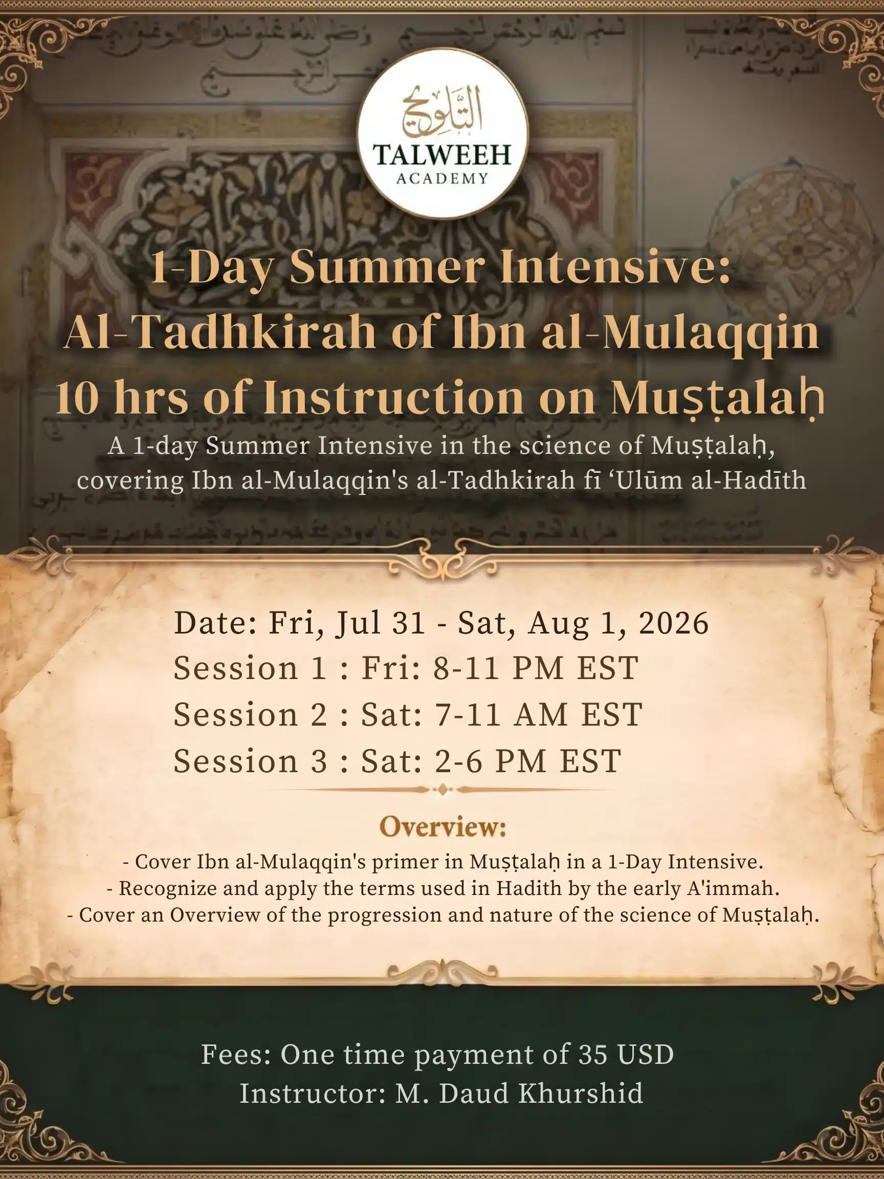 Talweeh Academy One Day Intensive Talweeh Academy