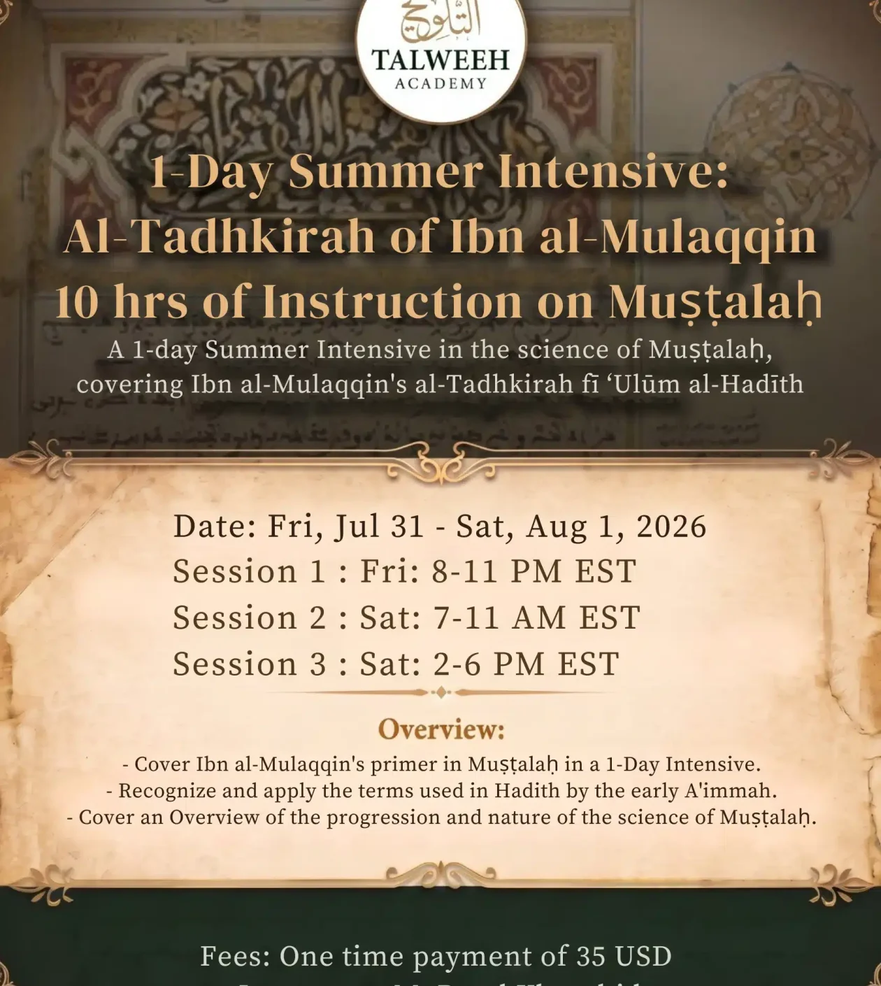 Talweeh Academy One Day Intensive